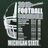 Michigan State Spartans 2013 Football Schedule t-shirt Big 10 Sparty St New in Original Packaging Michigan State Spartans 2013 Football Schedule t-shirt by TL Sportswear TL Sportswear