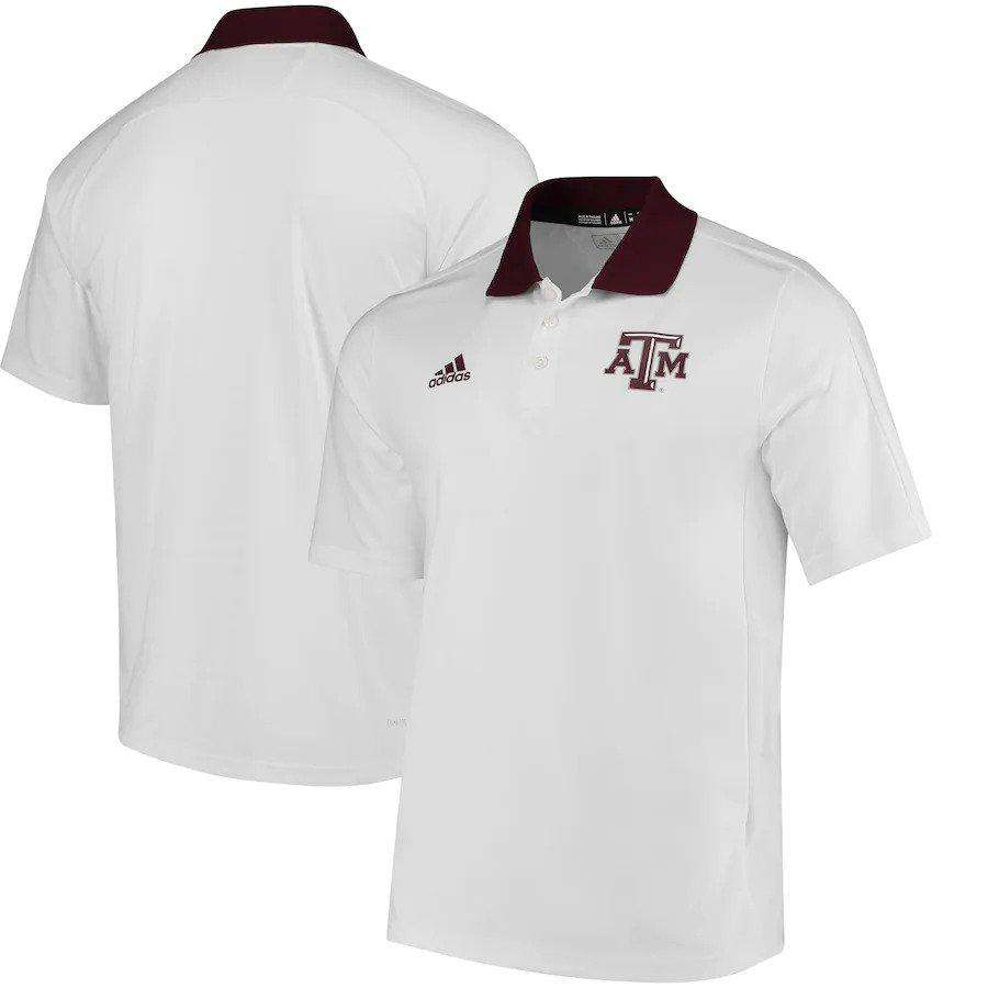 Adidas Texas A&M Aggies White 2017 Coaches Sideline Climalite Polo