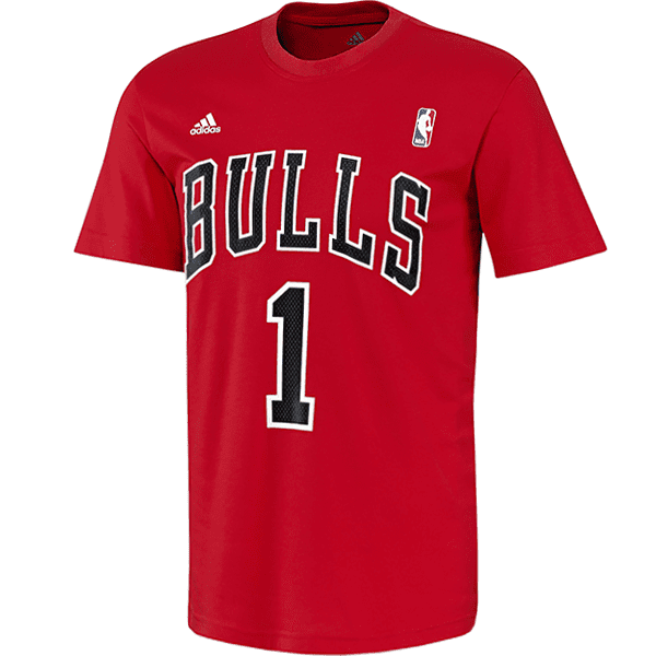 Derrick Rose Chicago Bulls Player T-Shirt by Adidas NBA Da Bulls Nwt