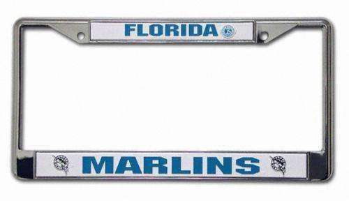 Florida Marlins chrome license plate frame by Rico Industries new in package auto tag MLB Florida Marlins metal plate auto tag frame by Rico Industries Rico Industries 