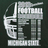 Michigan State Spartans 2013 Football Schedule t-shirt Big 10 Sparty St New in Original Packaging Michigan State Spartans 2013 Football Schedule t-shirt by TL Sportswear TL Sportswear 