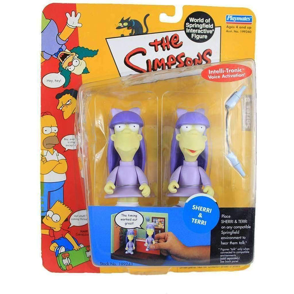 The Simpsons Sherri & Terri Action Figure Playmates Toys NIB Voice Activation The Simpsons Sherri & Terri World of Springfield Interactive Figure by Playmates Playmates Toys 